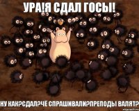 ну как?сдал?Чё спрашивали?преподы валят? УРА!Я СДАЛ ГОСЫ!