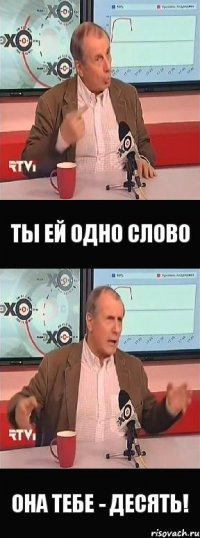 ты ей одно слово она тебе - десять!