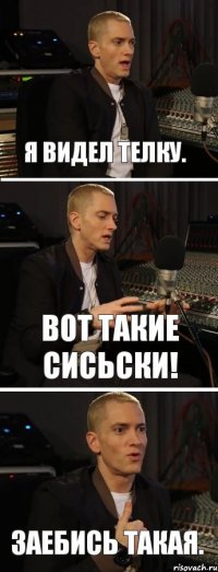 Я видел телку. Вот такие сисьски! Заебись такая.