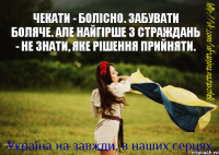 Чекати - болісно. Забувати боляче. Але найгірше з страждань - не знати, яке рішення прийняти.