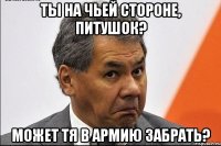Ты на чьей стороне, питушок? Может тя в армию забрать?