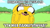 когда узнал что у тебя 5 по географии "ути моя лахматуличка!"