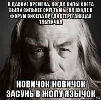 в давние времена, когда силы света были сильнее сил тьмы, на входе в форум висела предостерегающая табличка новичок новичок засунь в жопу язычок