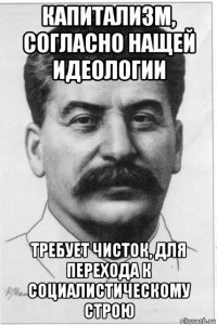 капитализм, согласно нащей идеологии требует чисток, для перехода к социалистическому строю