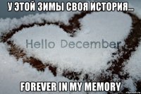 у этой зимы своя история... forever in my memory