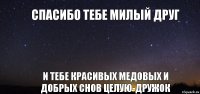 спасибо тебе милый друг и тебе красивых медовых и добрых снов целую-дружок