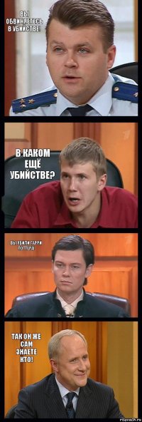 Вы обвиняетесь в убийстве! В каком ещё убийстве? Вы убили Гарри Поттера! Так он же сам знаете кто!