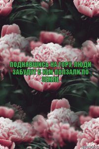 поднявшись на гору, люди забудут с кем ползали по земле