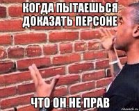 когда пытаешься доказать персоне что он не прав