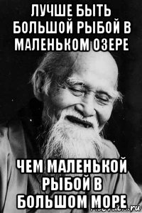 лучше быть большой рыбой в маленьком озере чем маленькой рыбой в большом море