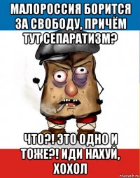 малороссия борится за свободу, причём тут сепаратизм? что?! это одно и тоже?! иди нахуй, хохол