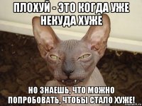 плохуй - это когда уже некуда хуже но знаешь, что можно попробовать, чтобы стало хуже!