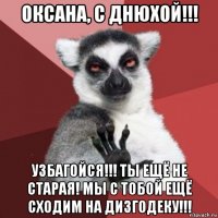 оксана, с днюхой!!! узбагойся!!! ты ещё не старая! мы с тобой ещё сходим на дизгодеку!!!