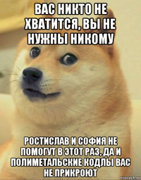 вас никто не хватится, вы не нужны никому ростислав и софия не помогут в этот раз, да и полиметальские кодлы вас не прикроют