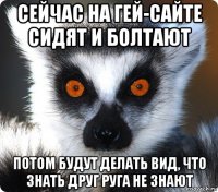 сейчас на гей-сайте сидят и болтают потом будут делать вид, что знать друг руга не знают