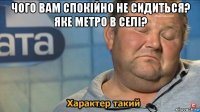 чого вам спокійно не сидиться? яке метро в селі? 