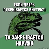 если дверь открывается внутрь?! то закрывается наружу