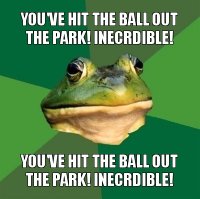 you've hit the ball out the park! inecrdible! you've hit the ball out the park! inecrdible!