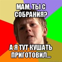 мам, ты с собрания? а я тут кушать приготовил...