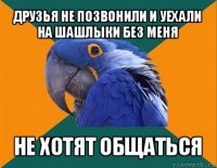 друзья не позвонили и уехали на шашлыки без меня не хотят общаться