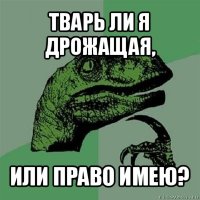 тварь ли я дрожащая, или право имею?