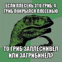 если плесень это гриб, а гриб покрылся плесенью то гриб заплеснивел или загрибинел?