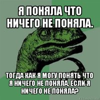 я поняла что ничего не поняла. тогда как я могу понять что я ничего не поняла, если я ничего не поняла?