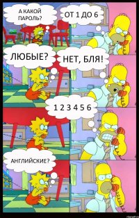 а какой пароль? от 1 до 6 любые? нет, бля! 1 2 3 4 5 6 английские?