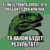 если устроить опрос, кто победит, едро или чак то какой будет результат?