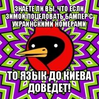 знаете ли вы, что если зимой поцеловать бампер с украинскими номерами то язык до киева доведет!