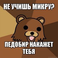 не учишь микру? педобир накажет тебя