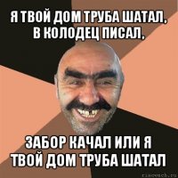 я твой дом труба шатал, в колодец писал, забор качал или я твой дом труба шатал