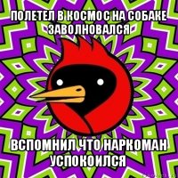 полетел в космос на собаке
заволновался вспомнил что наркоман
успокоился