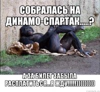 собралась на динамо-спартак.....? а за билет забыла расплатиться...я жду!!!)))))))))