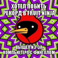 хотел побить рекорд в fruit ninja выщел из-за компьютера с фингалом