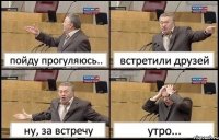 пойду прогуляюсь.. встретили друзей ну, за встречу утро...