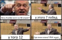 Весь Кнайф-килл на КВ играет! у этого 7 побед у того 12 Где очки клана? ЙУХ знает...