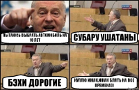 Пытаюсь выбрать автомобиль на 18 лет Субару ушатаны Бэхи дорогие Куплю ижак,ижак блять на все времена))