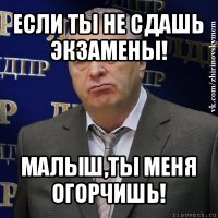 если ты не сдашь экзамены! малыш,ты меня огорчишь!