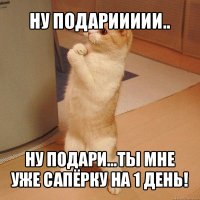 ну подариииии.. ну подари...ты мне уже сапёрку на 1 день!