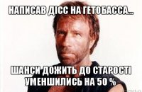 написав дісс на гетобасса... шанси дожить до старості уменшились на 50 %