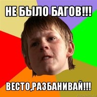 не было багов!!! весто,разбанивай!!!