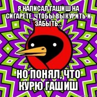 я написал гашиш на сигарете, чтобы выкурить и забыть... но понял, что курю гашиш