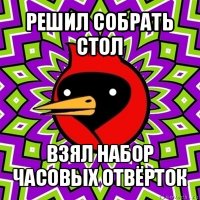 решил собрать стол взял набор часовых отвёрток