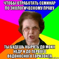 чтобы отработать семинар по экологическому праву ты будешь нырять до моих недр и до первого водоносного горизонта