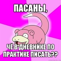 пасаны, чё в дневнике по практике писать??