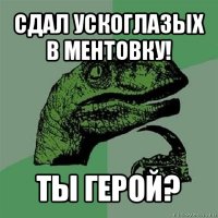 сдал ускоглазых в ментовку! ты герой?