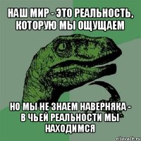 наш мир - это реальность, которую мы ощущаем но мы не знаем наверняка - в чьей реальности мы находимся