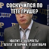 соскучился по тёте груше? хватит это терпеть!
"агата", вторник, 11 сентября