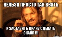 нельзя просто так взять и заставить диану сделать скайп !!!